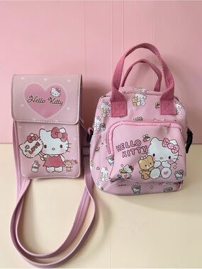 Hello Kitty Kids Pink Crossbody and Mini Tote Bag Set NEW